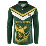 South Africa Rugby Custom Button Sweatshirt Springboks Kente Rhino Symbol