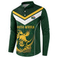 South Africa Rugby Custom Button Sweatshirt Springboks Kente Rhino Symbol