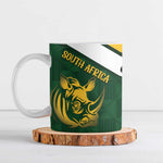 South Africa Rugby Custom Ceramic Mug Springboks Kente Rhino Symbol