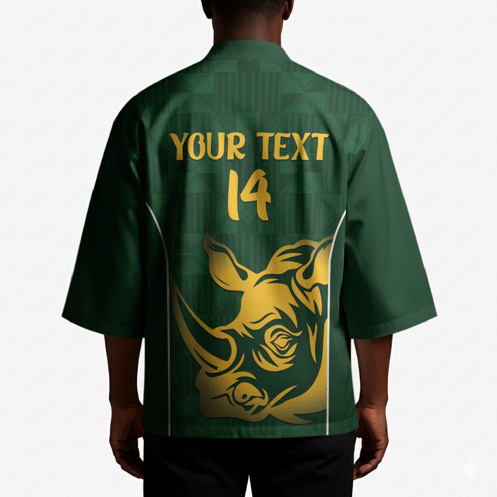 South Africa Rugby Custom Kimono Springboks Kente Rhino Symbol