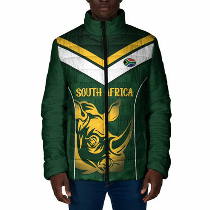 South Africa Rugby Custom Padded Jacket Springboks Kente Rhino Symbol