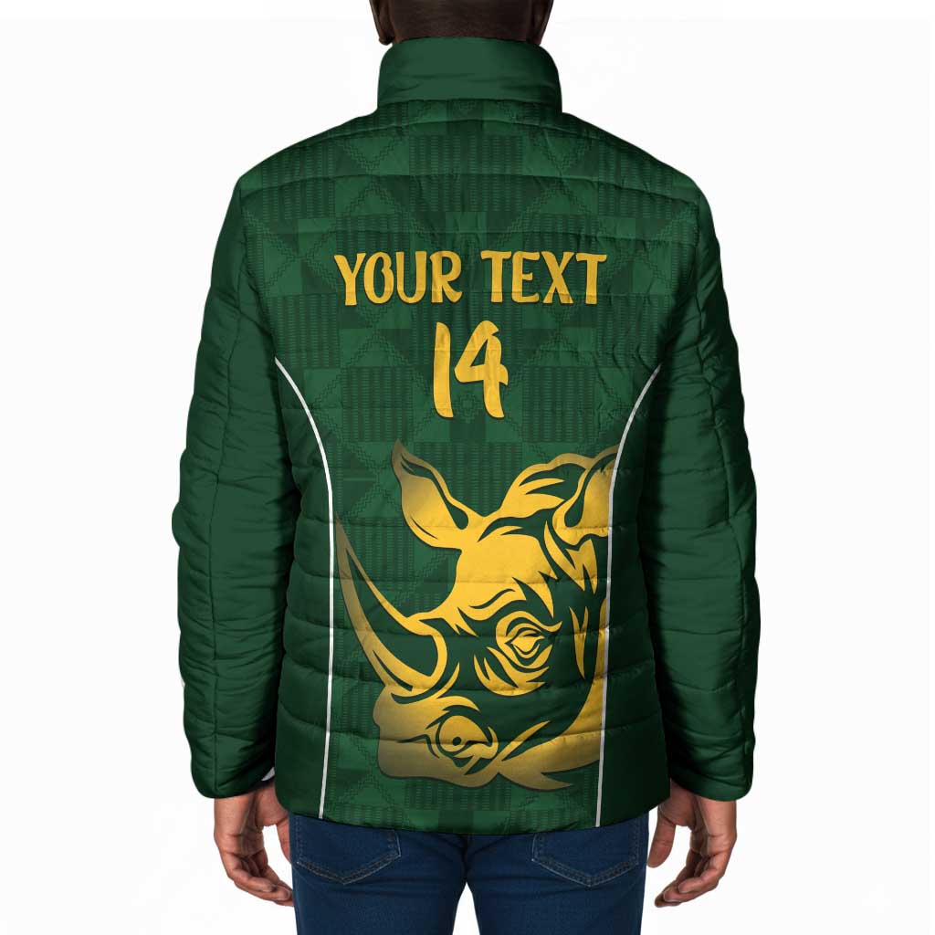 South Africa Rugby Custom Padded Jacket Springboks Kente Rhino Symbol
