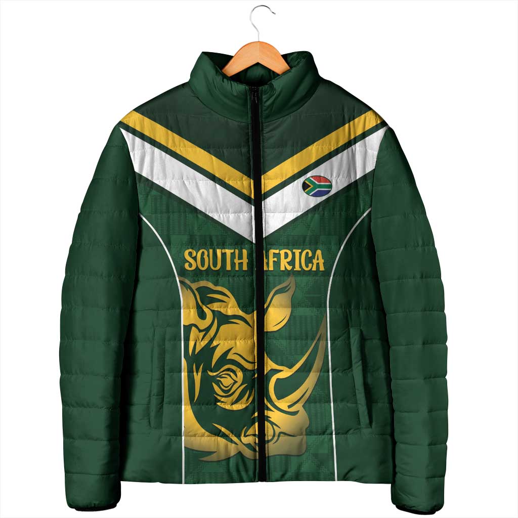 South Africa Rugby Custom Padded Jacket Springboks Kente Rhino Symbol