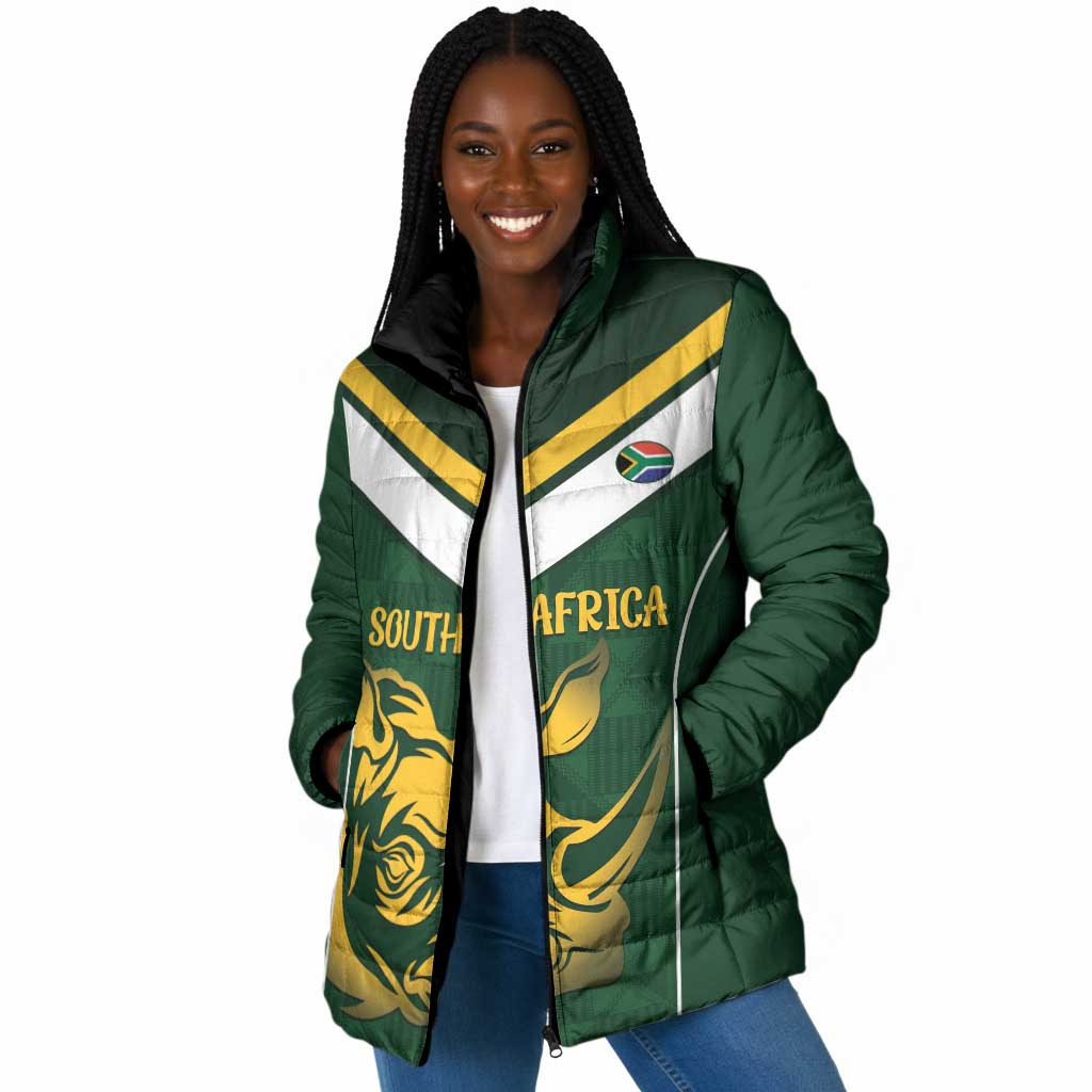 South Africa Rugby Custom Padded Jacket Springboks Kente Rhino Symbol