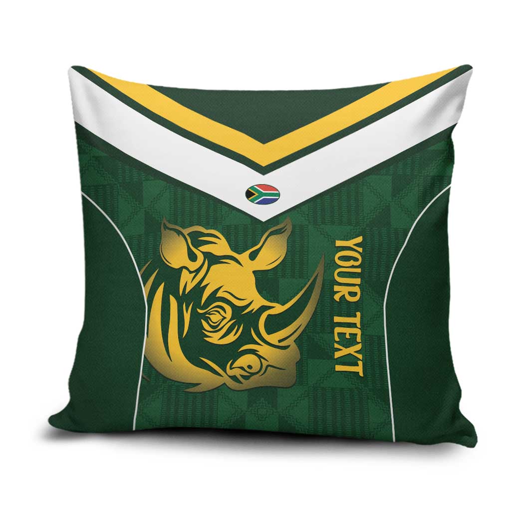 South Africa Rugby Custom Pillow Cover Springboks Kente Rhino Symbol