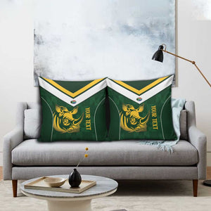 South Africa Rugby Custom Pillow Cover Springboks Kente Rhino Symbol