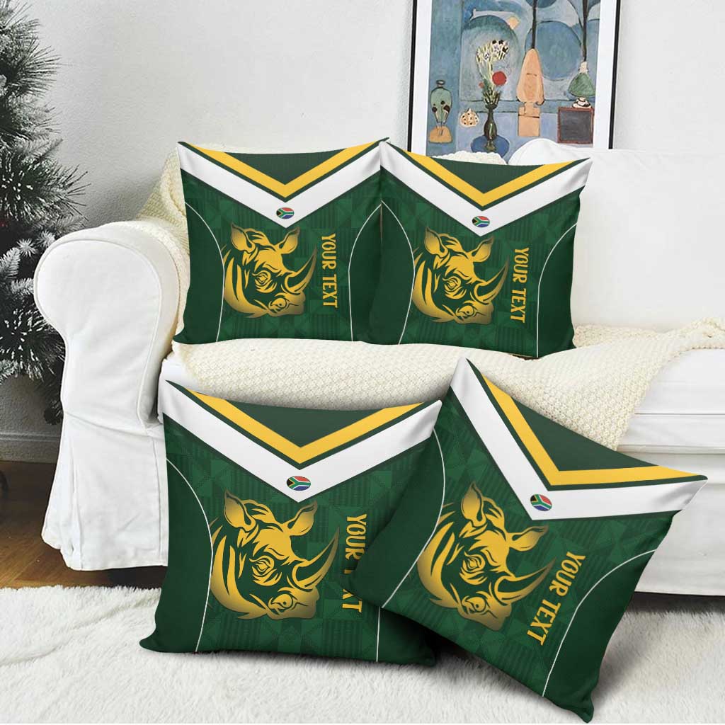South Africa Rugby Custom Pillow Cover Springboks Kente Rhino Symbol