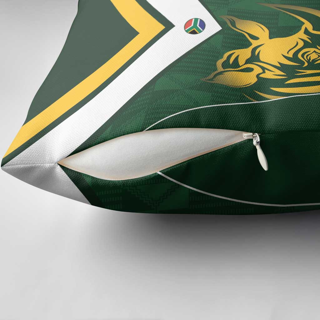 South Africa Rugby Custom Pillow Cover Springboks Kente Rhino Symbol