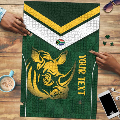 South Africa Rugby Custom Puzzle Springboks Kente Rhino Symbol
