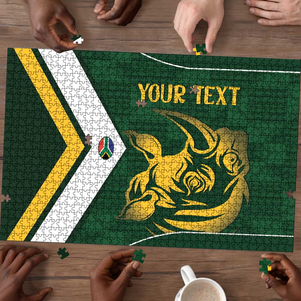 South Africa Rugby Custom Puzzle Springboks Kente Rhino Symbol