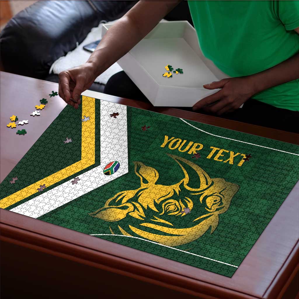 South Africa Rugby Custom Puzzle Springboks Kente Rhino Symbol