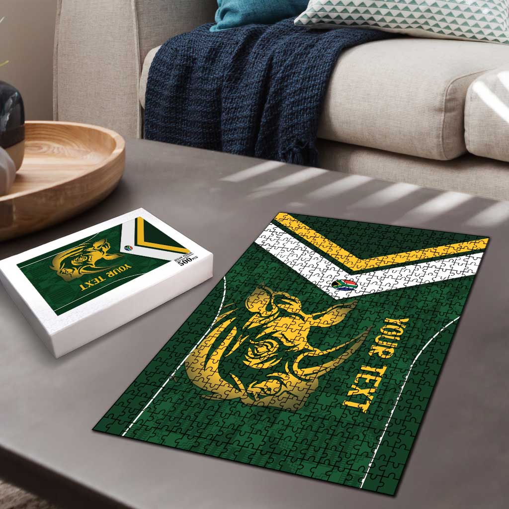 South Africa Rugby Custom Puzzle Springboks Kente Rhino Symbol