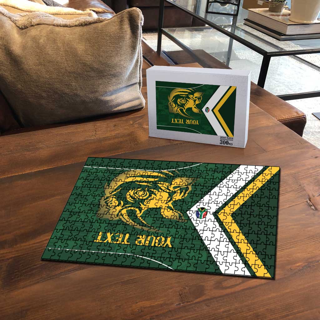South Africa Rugby Custom Puzzle Springboks Kente Rhino Symbol