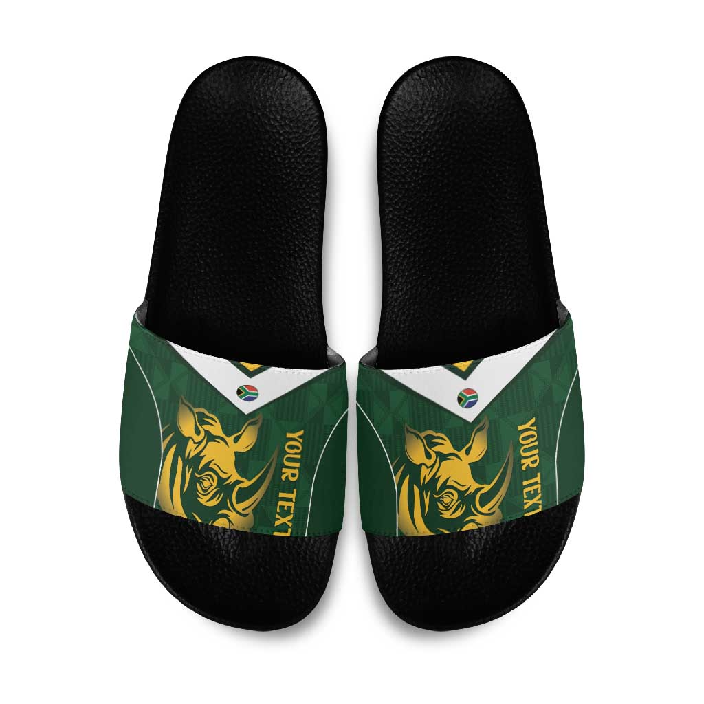 South Africa Rugby Custom Slide Sandals Springboks Kente Rhino Symbol