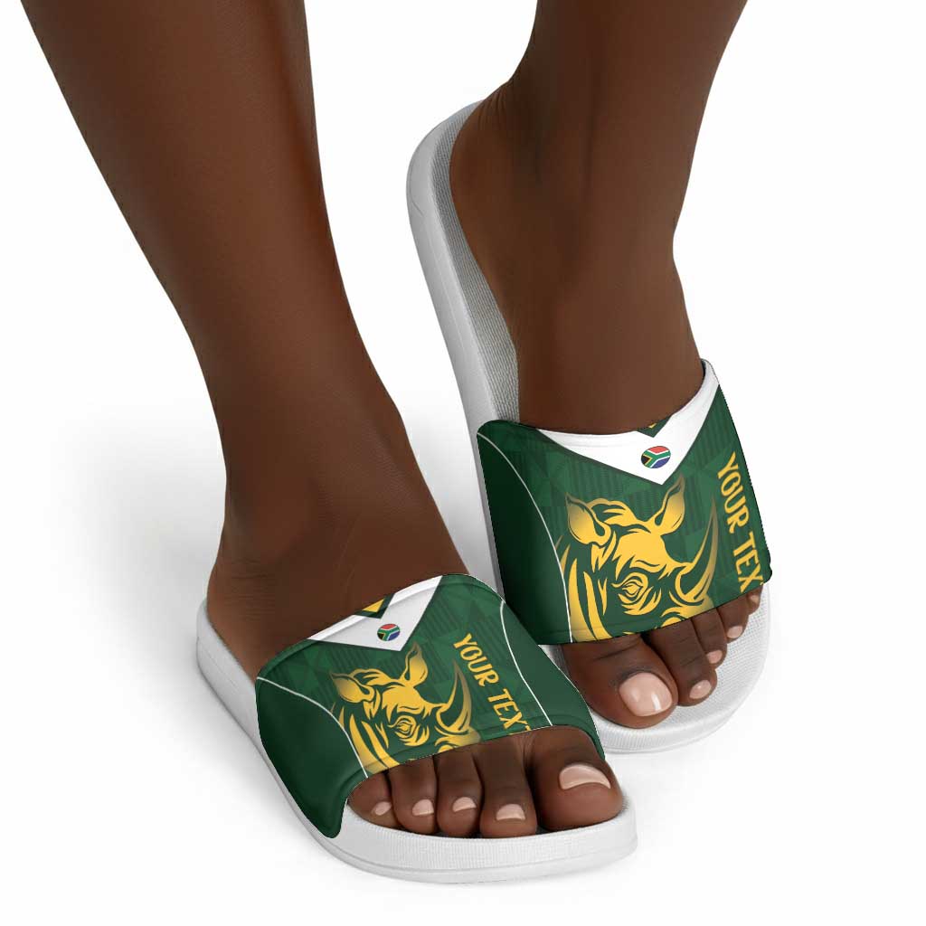 South Africa Rugby Custom Slide Sandals Springboks Kente Rhino Symbol
