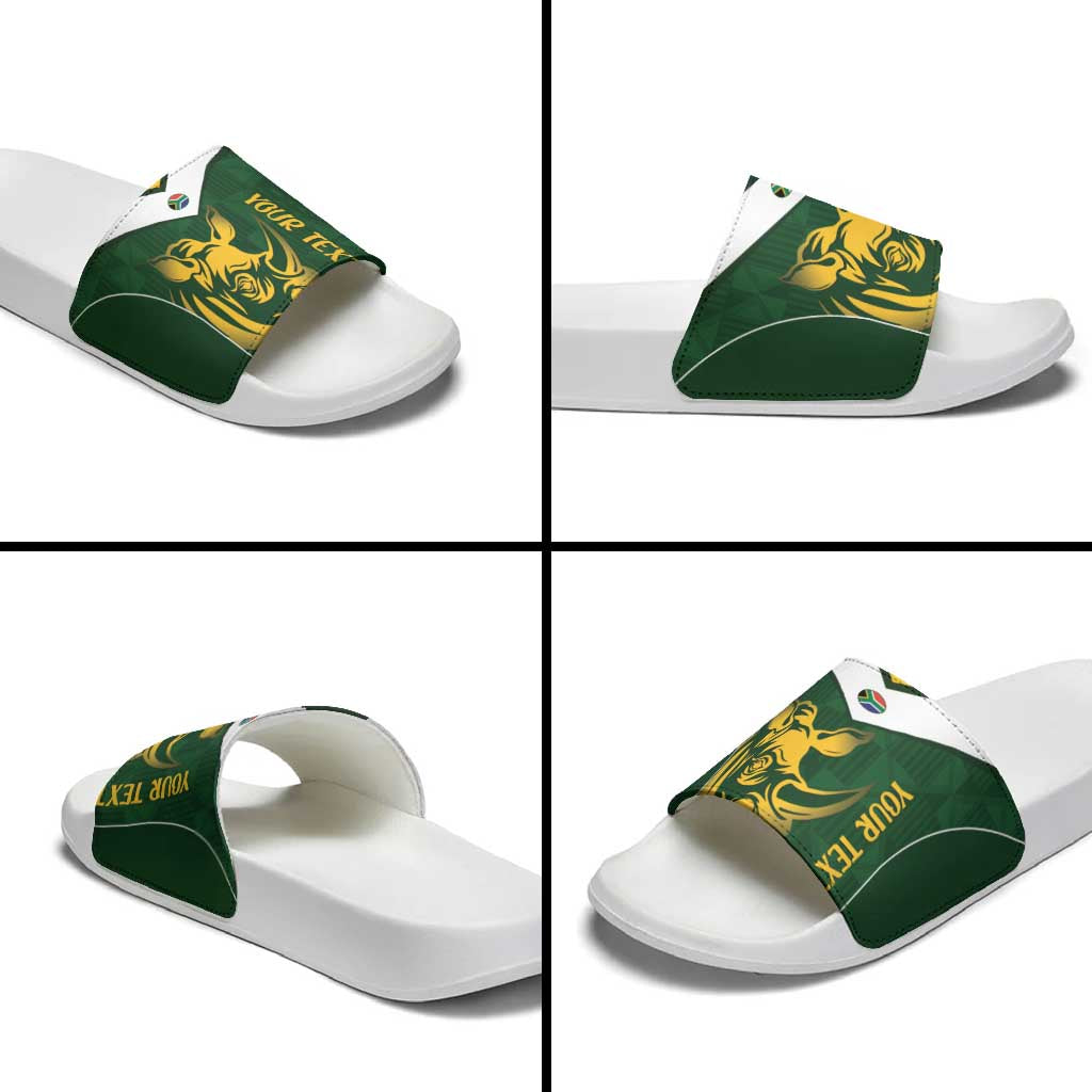 South Africa Rugby Custom Slide Sandals Springboks Kente Rhino Symbol