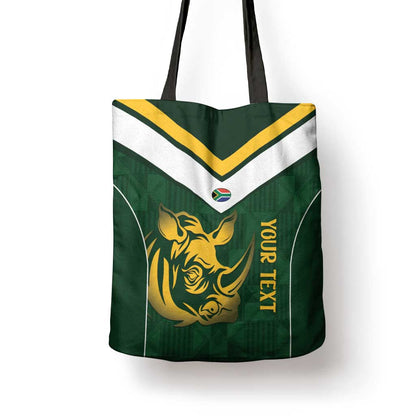 South Africa Rugby Custom Tote Bag Springboks Kente Rhino Symbol