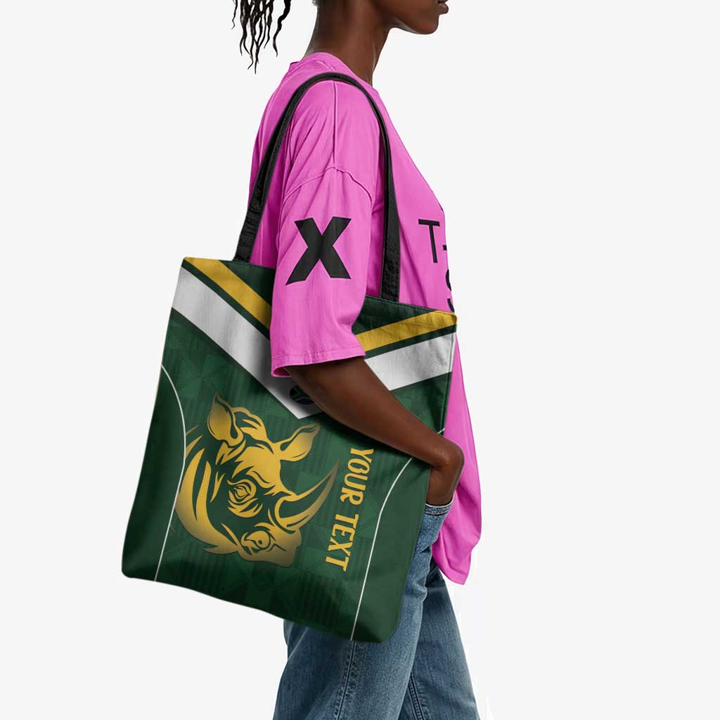 South Africa Rugby Custom Tote Bag Springboks Kente Rhino Symbol