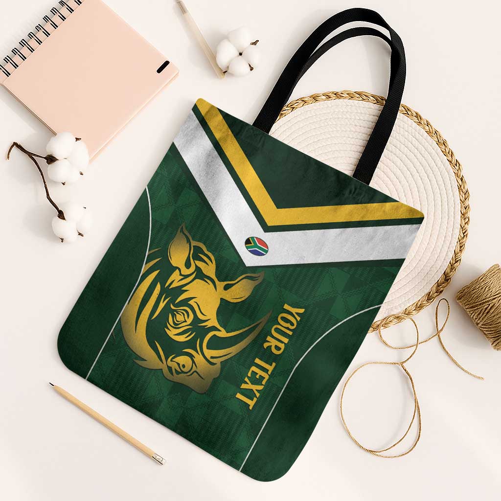 South Africa Rugby Custom Tote Bag Springboks Kente Rhino Symbol