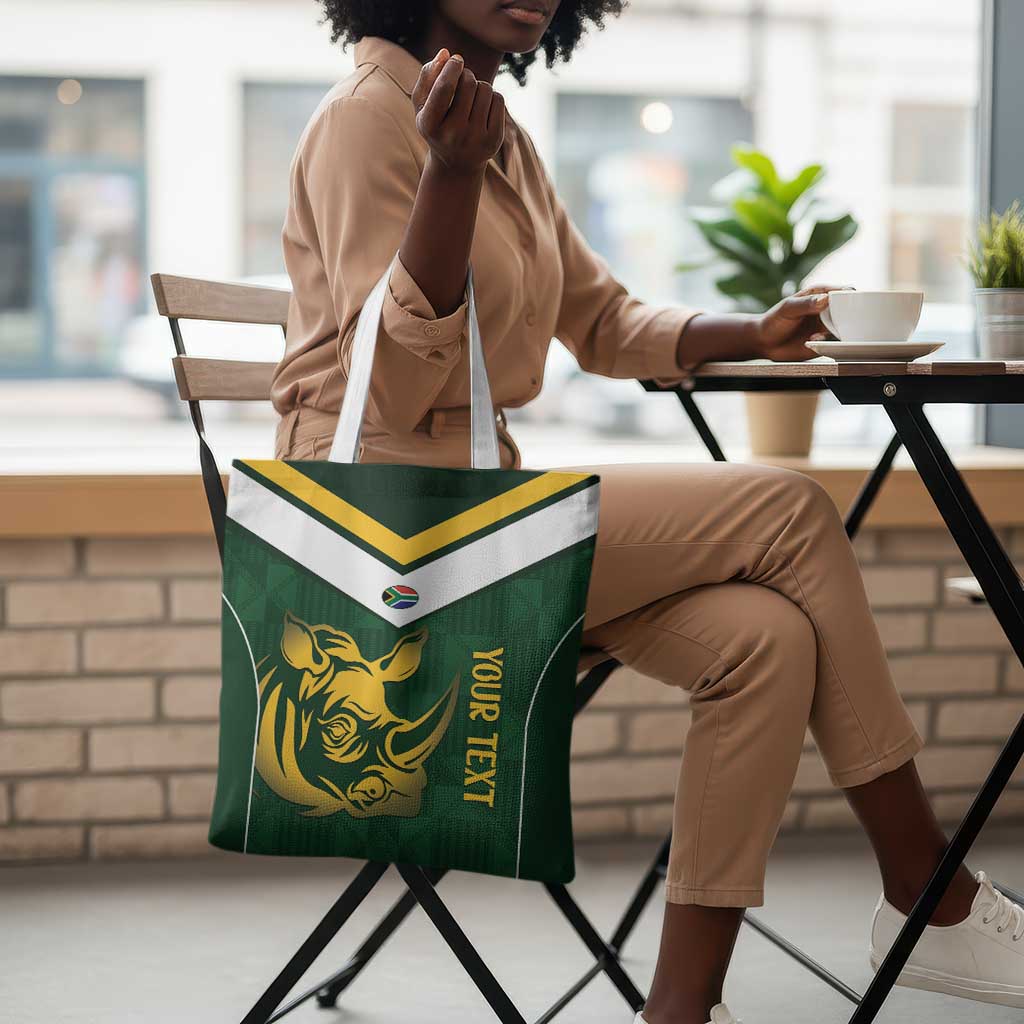 South Africa Rugby Custom Tote Bag Springboks Kente Rhino Symbol
