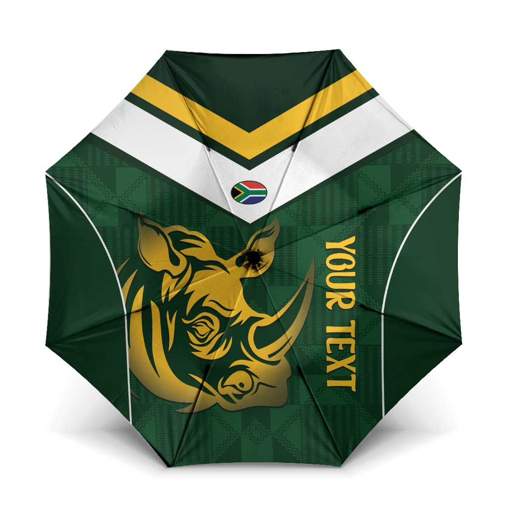 South Africa Rugby Custom Umbrella Springboks Kente Rhino Symbol