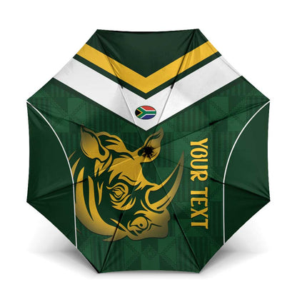 South Africa Rugby Custom Umbrella Springboks Kente Rhino Symbol