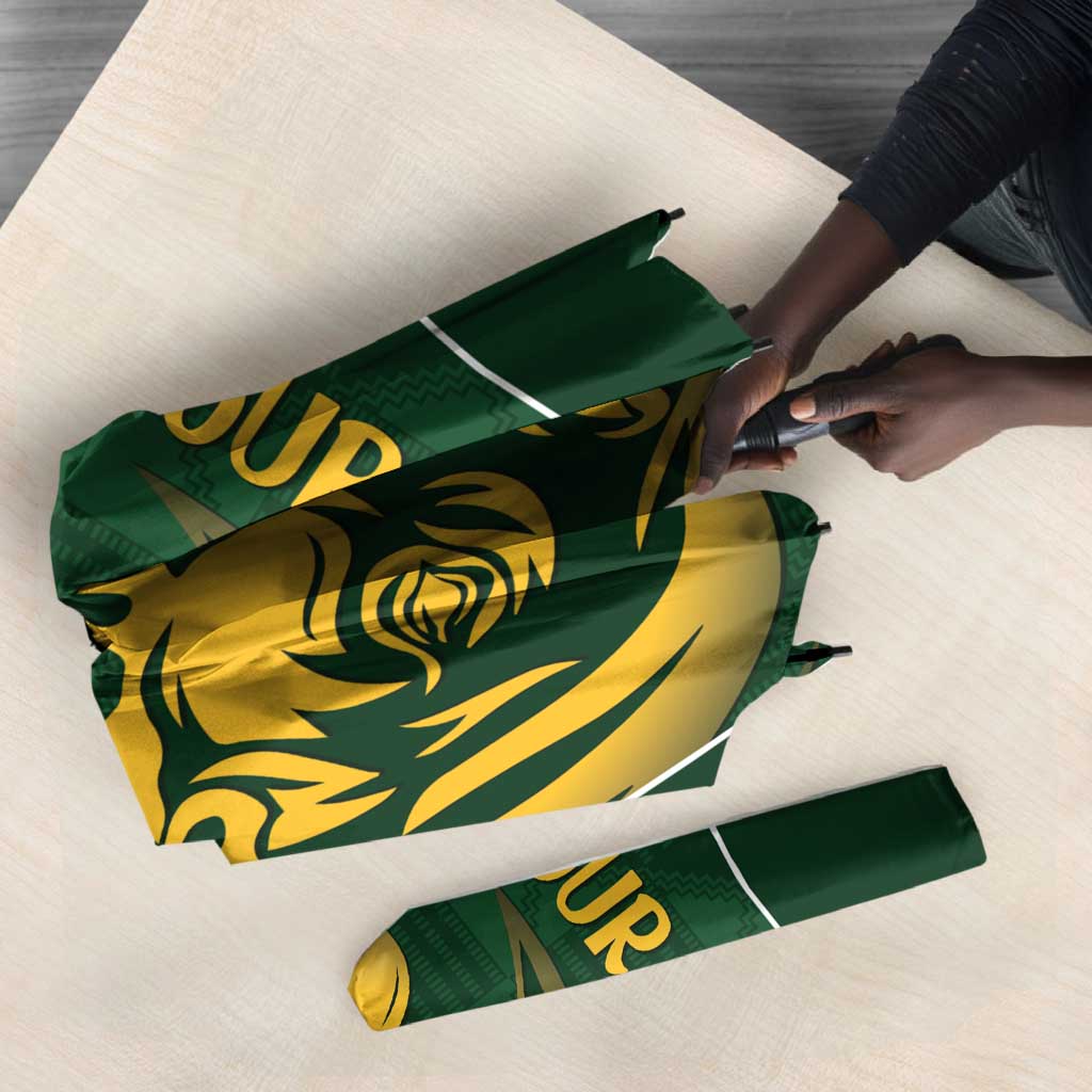 South Africa Rugby Custom Umbrella Springboks Kente Rhino Symbol