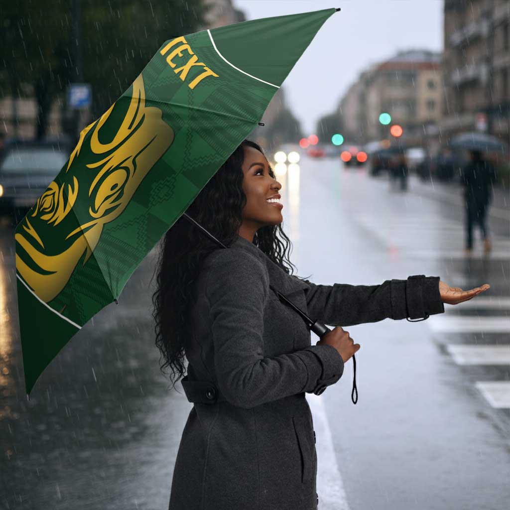 South Africa Rugby Custom Umbrella Springboks Kente Rhino Symbol