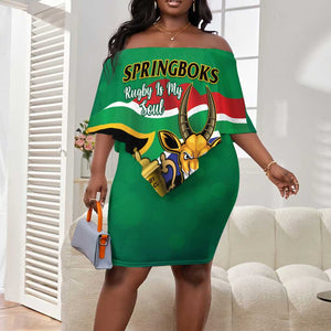 South Africa Special Holiday Off Shoulder Short Dress Springboks Champions Celebration Rugby Is My Soul LT14