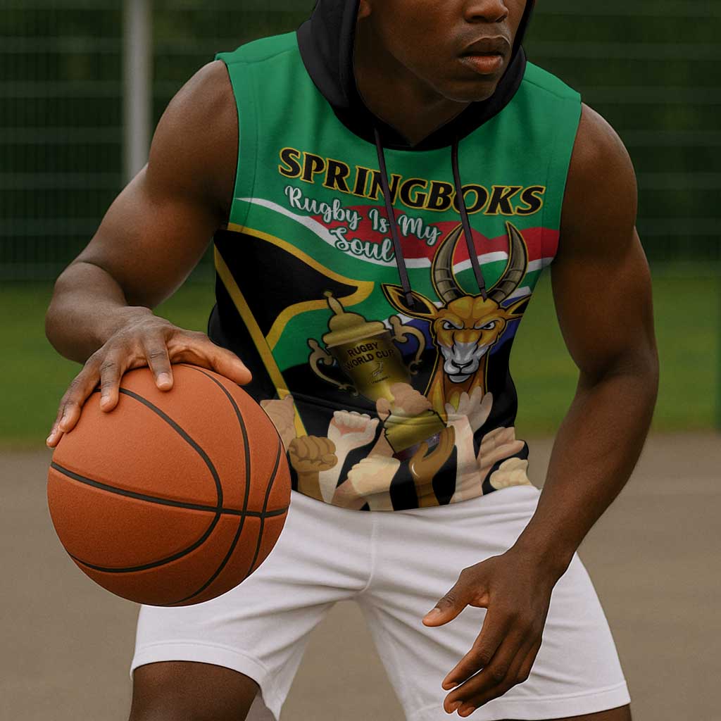 South Africa Special Holiday Sleeveless Hoodie Springboks Champions Celebration Rugby Is My Soul - African Pride
