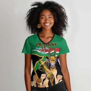 South Africa Special Holiday Women V-Neck T-Shirt Springboks Champions Celebration Rugby Is My Soul