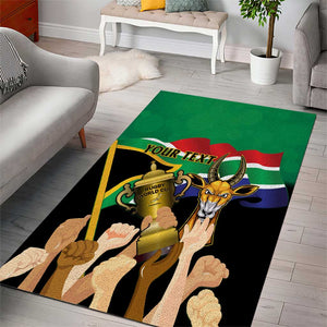 Personalised South Africa Special Holiday Area Rug Springboks Champions Celebration Rugby Is My Soul