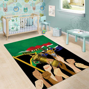 Personalised South Africa Special Holiday Area Rug Springboks Champions Celebration Rugby Is My Soul