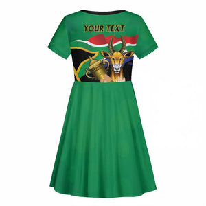 Personalised South Africa Special Holiday Kid Short Sleeve Dress Springboks Champions Celebration Rugby Is My Soul