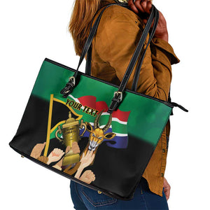 Personalised South Africa Special Holiday Leather Tote Bag Springboks Champions Celebration Rugby Is My Soul