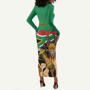 Personalised South Africa Special Holiday Long Sleeve Bodycon Dress Springboks Champions Celebration Rugby Is My Soul LT14