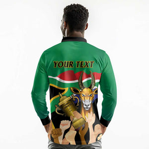 Personalised South Africa Special Holiday Long Sleeve Polo Shirt Springboks Champions Celebration Rugby Is My Soul