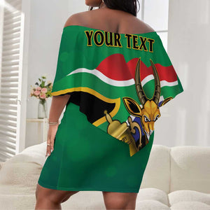 Personalised South Africa Special Holiday Off Shoulder Short Dress Springboks Champions Celebration Rugby Is My Soul LT14