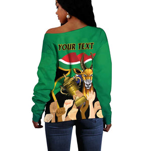 Personalised South Africa Special Holiday Off Shoulder Sweater Springboks Champions Celebration Rugby Is My Soul