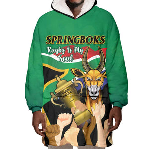 Personalised South Africa Special Holiday Wearable Blanket Hoodie Springboks Champions Celebration Rugby Is My Soul