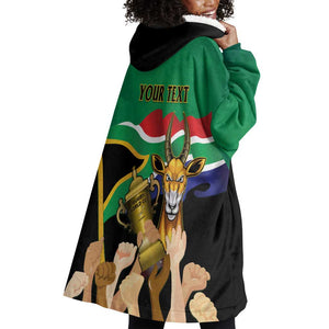 Personalised South Africa Special Holiday Wearable Blanket Hoodie Springboks Champions Celebration Rugby Is My Soul