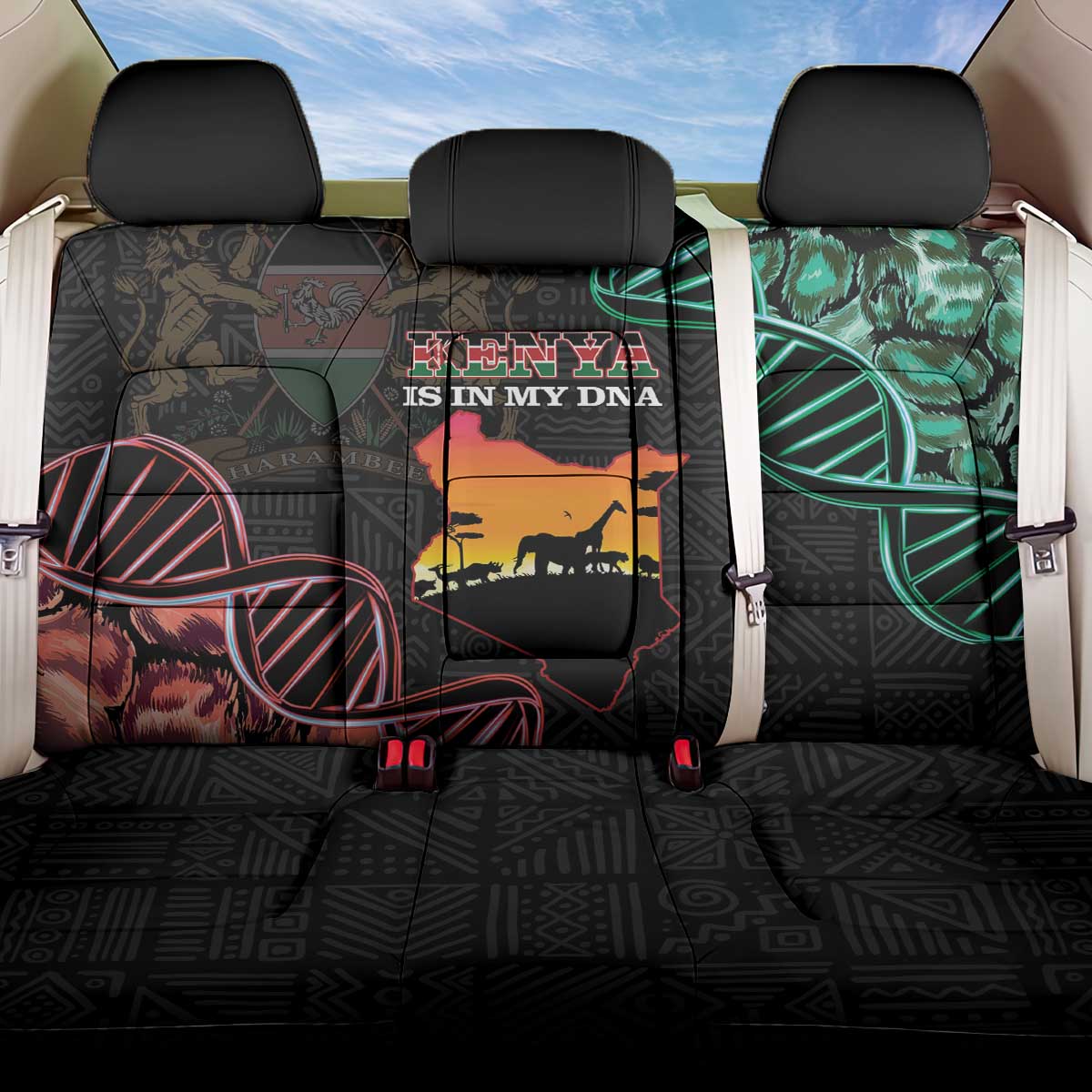 Afro Kenya Back Car Seat Cover Kenyan Is In My DNA - Jamhuri Day