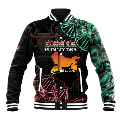 Afro Kenya Baseball Jacket Kenyan Is In My DNA - Jamhuri Day