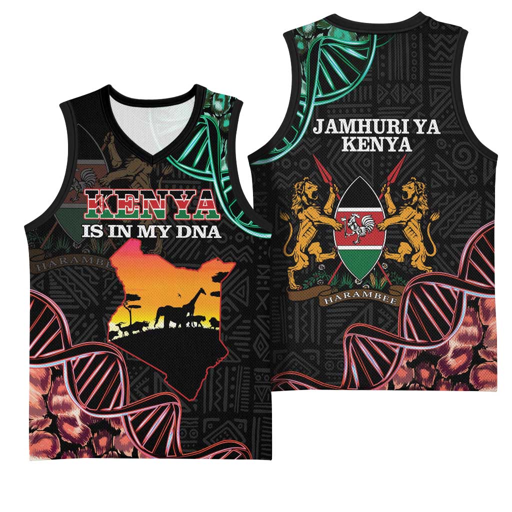 Afro Kenya Basketball Jersey Kenyan Is In My DNA - Jamhuri Day LT14