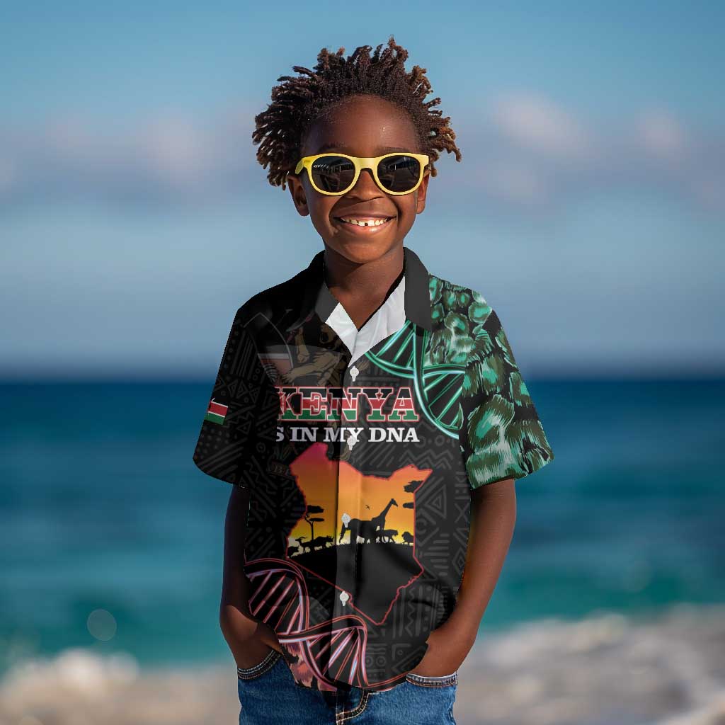 Afro Kenya Kid Hawaiian Shirt Kenyan Is In My DNA - Jamhuri Day