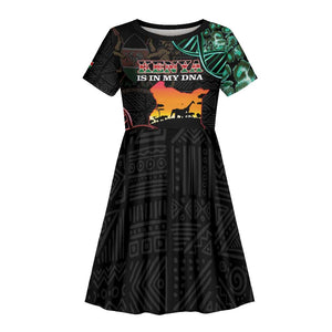 Afro Kenya Kid Short Sleeve Dress Kenyan Is In My DNA - Jamhuri Day