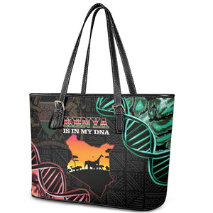 Afro Kenya Leather Tote Bag Kenyan Is In My DNA - Jamhuri Day