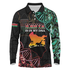 Afro Kenya Long Sleeve Polo Shirt Kenyan Is In My DNA - Jamhuri Day