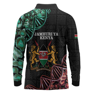 Afro Kenya Long Sleeve Polo Shirt Kenyan Is In My DNA - Jamhuri Day