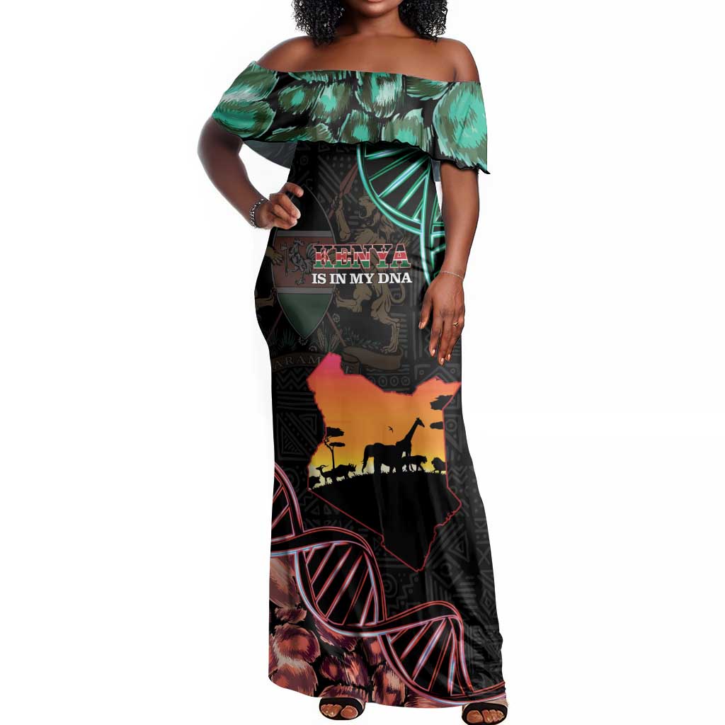 Afro Kenya Off Shoulder Maxi Dress Kenyan Is In My DNA - Jamhuri Day